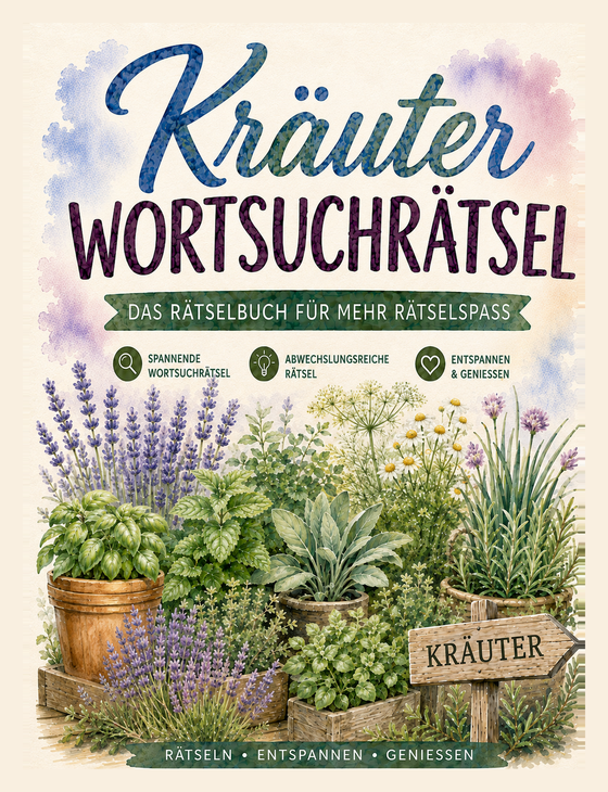Kräuter Wortsuchrätsel – Rätselbuch im Großdruck, Cover